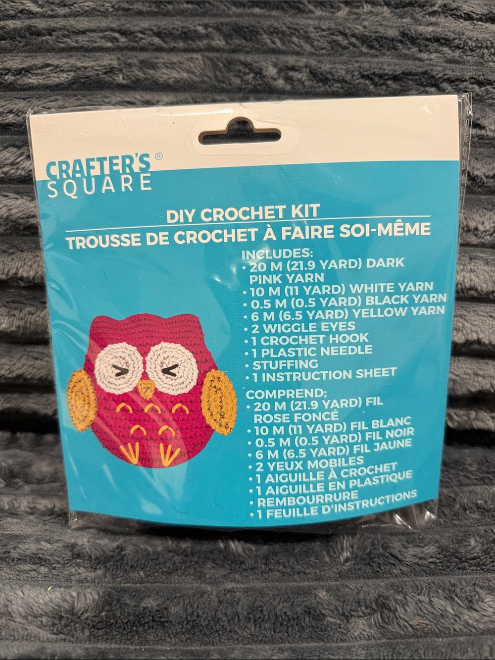 Crafter's Square DIY Crochet Kit - pink owl